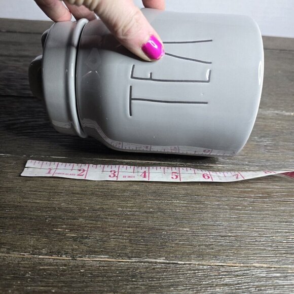 NWT Rae Dunn Artisan Tea Baby Canister Grey Black Lettering Farmhouse Basics - Picture 12 of 13